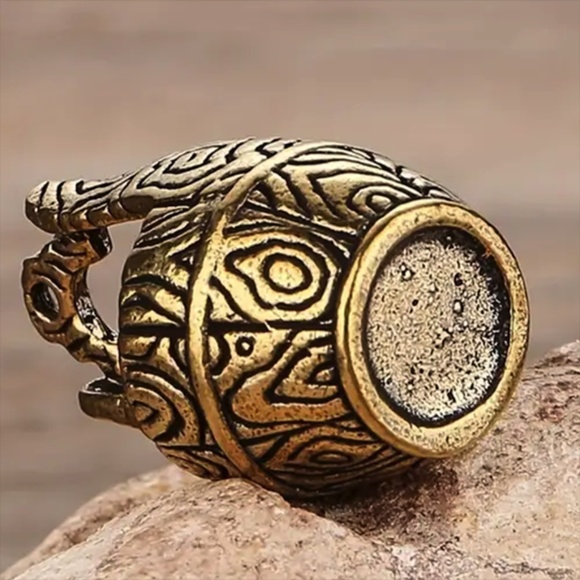 Brass Bucket Unique Cornucopia Design Mini Brass Figurine - Picture 2 of 5